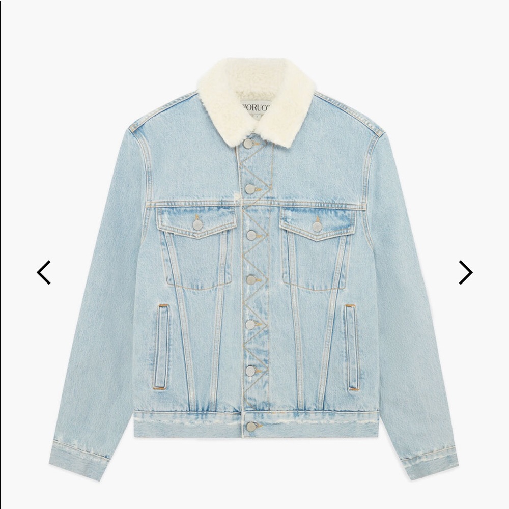 Fiorucci Shearling Nico Denim Jacket In Blue NWT